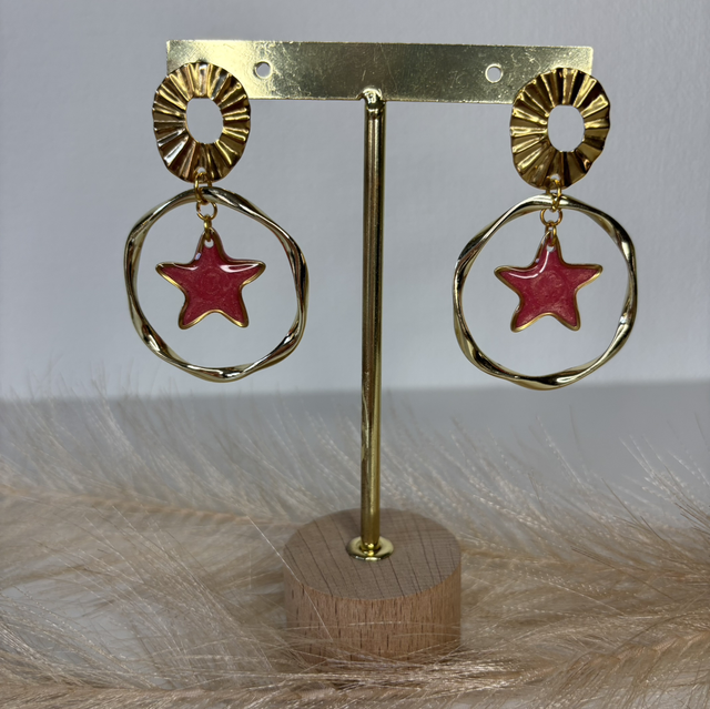 Boucles d’oreilles étoile de mer rose 