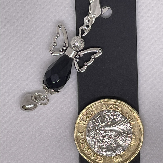 Clip-on silver charm with teardrop belly mixed stones(colours)