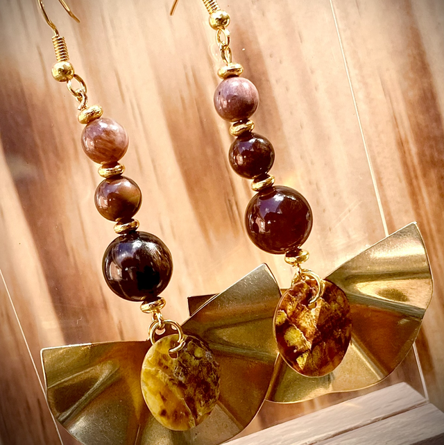 Boucles Bali Bois Fossilisés 