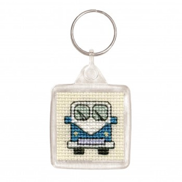 Camper Van Key Ring Cross Stitch Kit by Textiles Heritage 