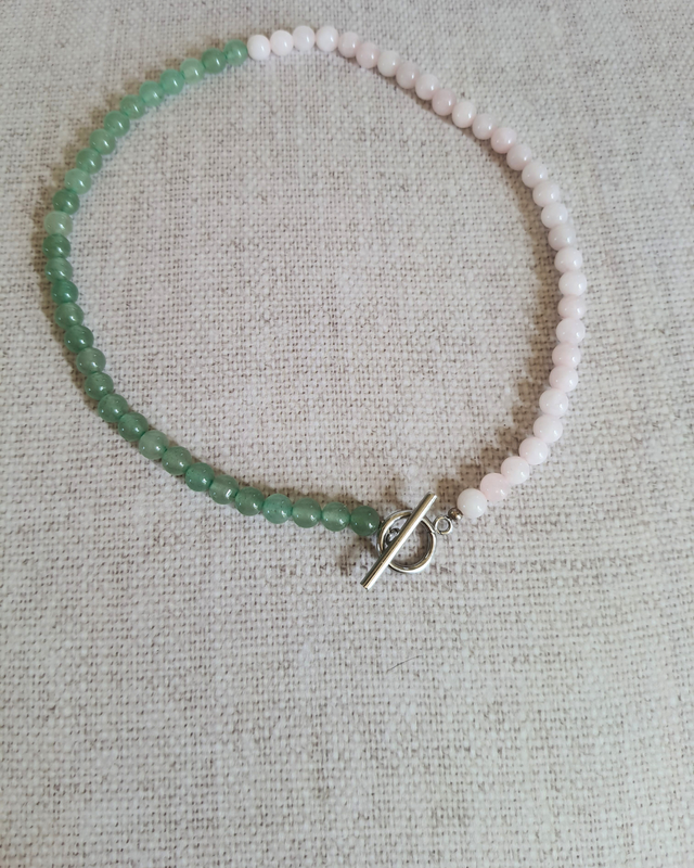 Collier Duo - Aventurine et Quartz Rose