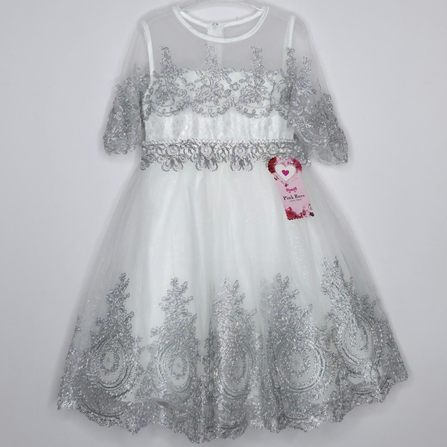 Robe de princesse broderie - Blanc & Argenté