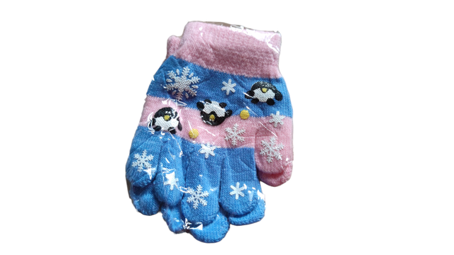 Gants bleu et rose pingouin 2-4 ans
