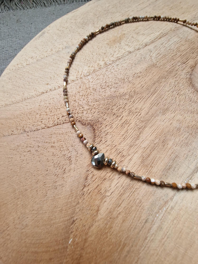 Collier Bali Jaspe Paysage & pyrite 