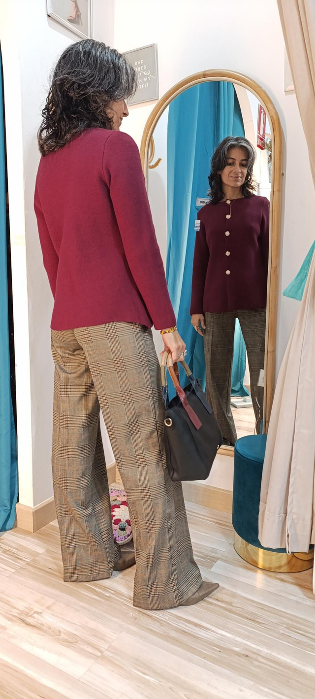 Pantalón recto cuadro inglés 