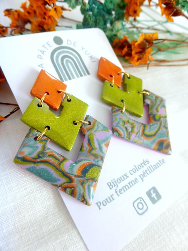 Boucles d'oreilles losanges - Jungle Pop