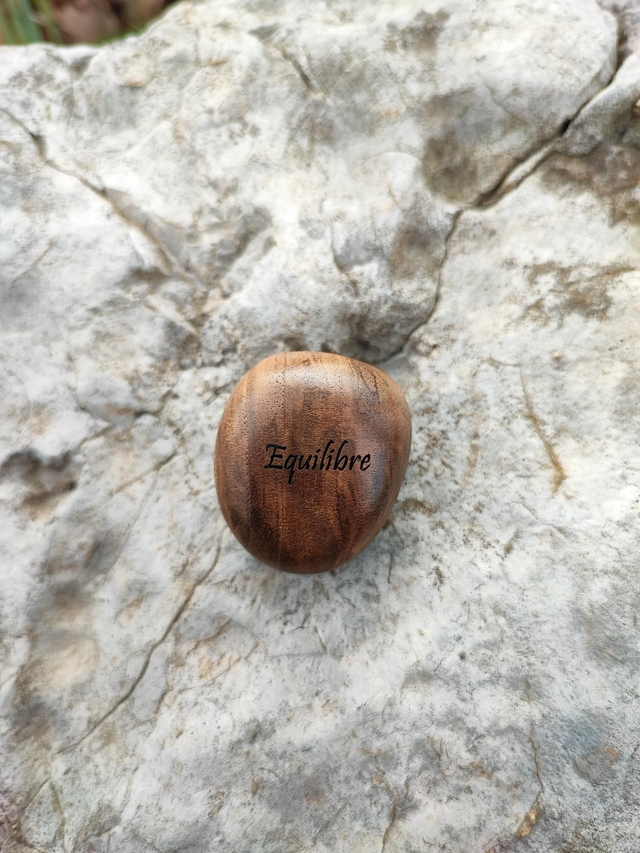 Caillou en Bois de Noyer Noir "Équilibre"
