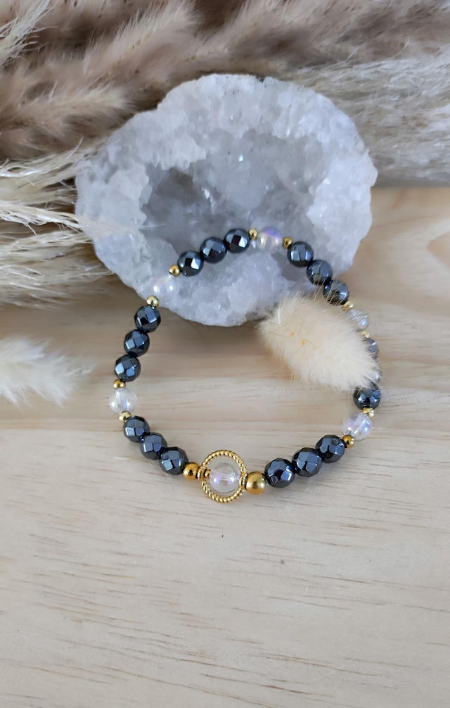 Bracelet "Confiance en soi" Hématite facettée