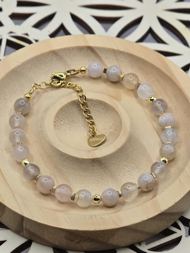 Bracelet Agate fleur de cerisier 0,6 cm