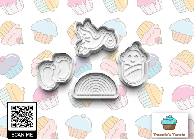 Stork/baby theme Fondant/cookie stamps with cutters