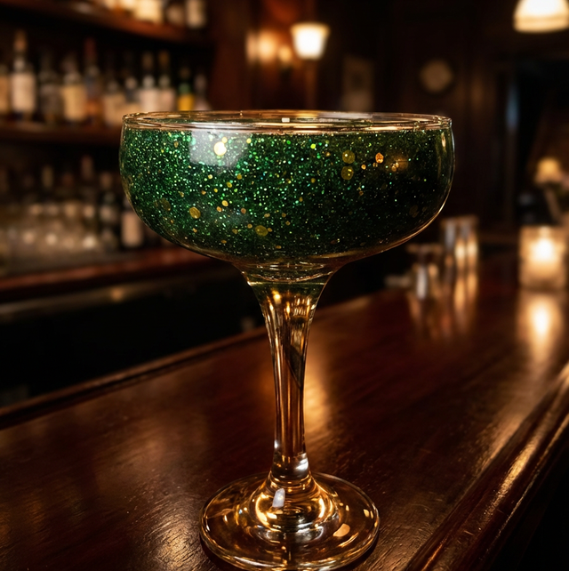 Glitter Martini Tea Light Holder - Green