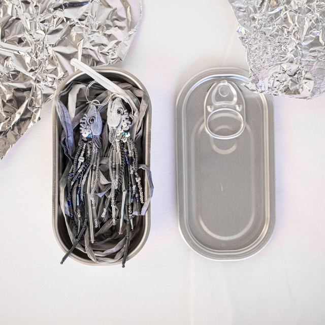 RAINBOW TROUT - kirjolohi - fish hand embroidered hoop earrings