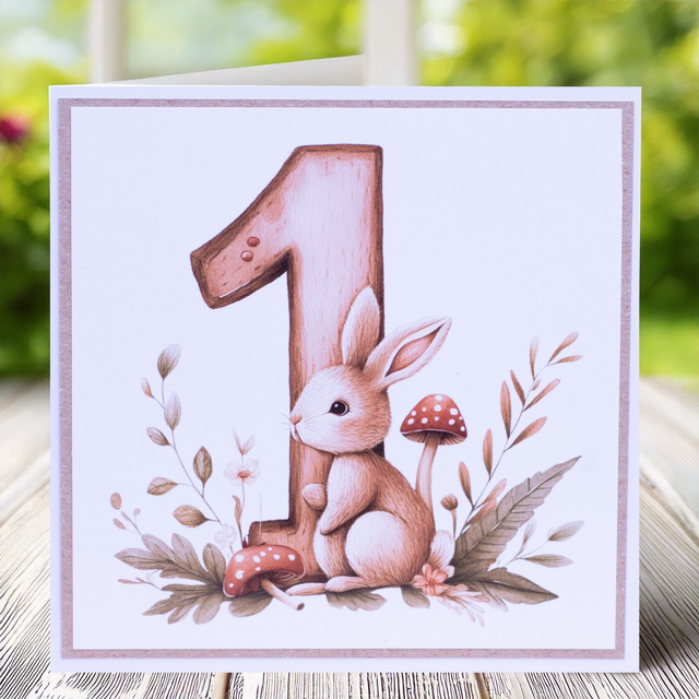 Birthday Number age card with Cute Woodland animals theme.
