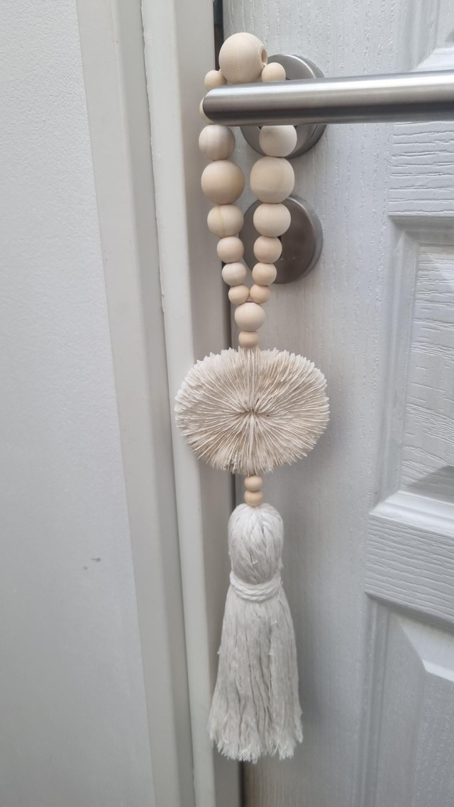 Embrasse corail pompon beige