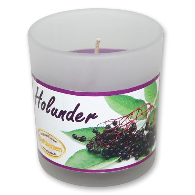 Duftkerze im Glas mit Schleife, Holunder