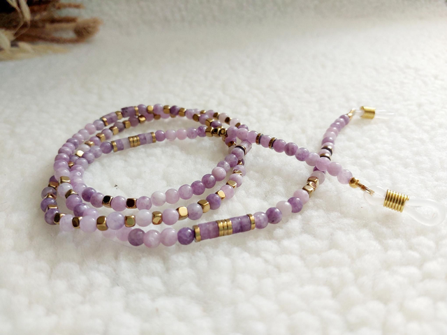 Cordon à lunettes lepidolite 