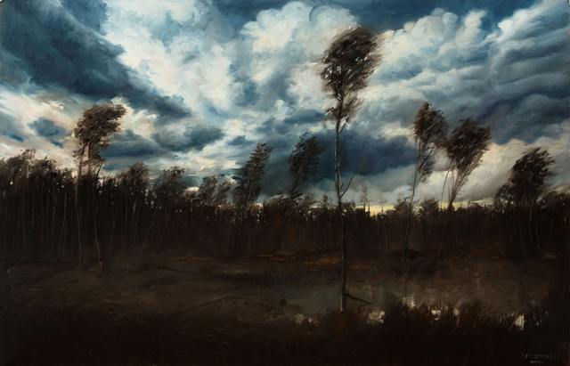 Koniec burzy 40x60 olej płyta 2022 oprawiony