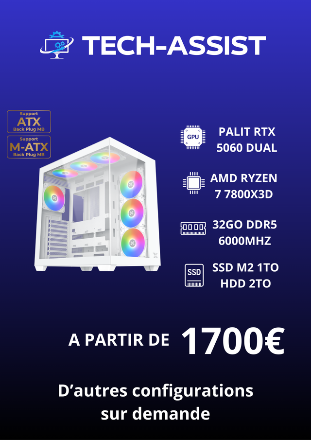 PC Gamer Nexa RYZEN 7 7800X3D RTX 5060 32GO DDR5