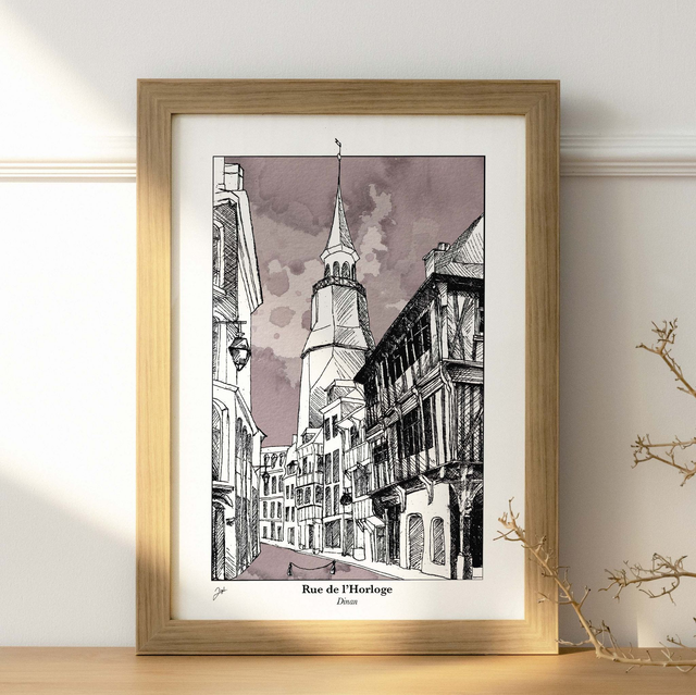 Affiche A4 - Vin Nature - Dinan, Rue de l'Horloge