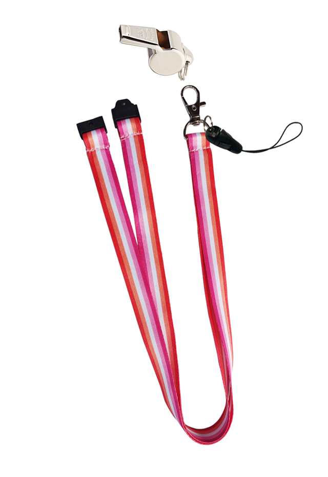 Safety Lanyard in Lesbian Pride Flag Colours with Whistle