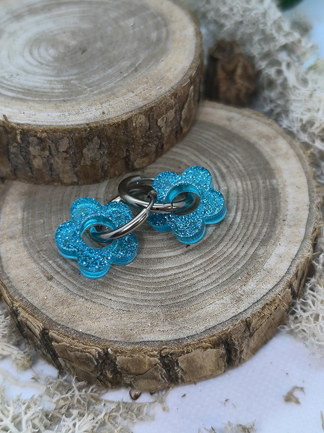 Pampilles interchangeables bleu turquoise pailletté