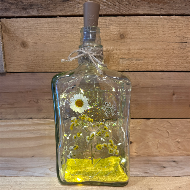 Glass Light Bottle with Yellow Detail 