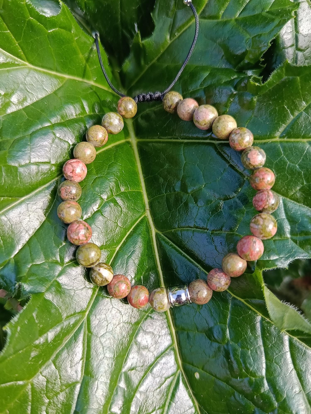 Bracelet KéLYAN en Unakite – Homme, ajustable