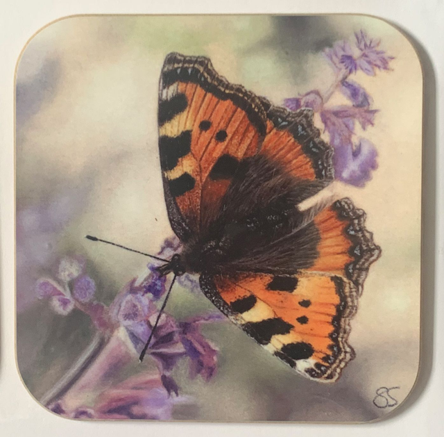 Coaster - Tortoiseshell Butterfly design