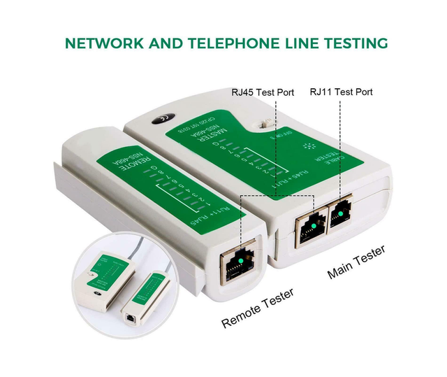 RJ45 Network Cable Tester CAT5e CAT6 RJ11 Ethernet LAN PC Wire Lead Testing Tool 