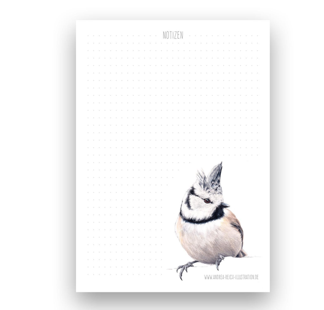 Notizblock A5 - Haubenmeise