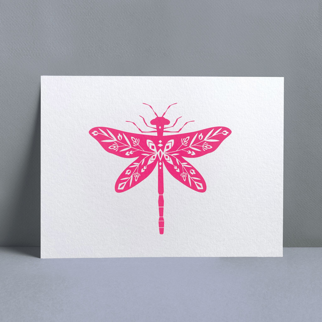 AFFICHE LIBELLULE IMPÉRATRICE ROSE FLUO