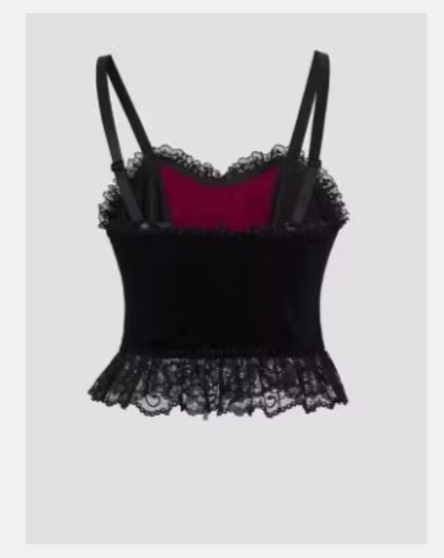 Gothic top Y2K stijl backless zwart met donkerrood