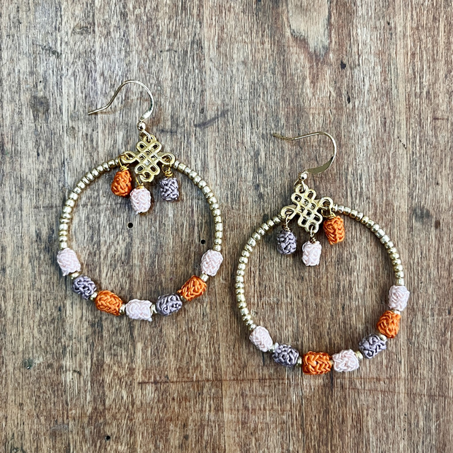 Boucles d'oreilles orange & mauve