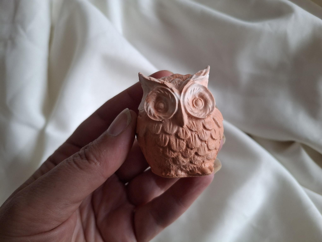 Mini DekoEule Ziegelrot marmoriert