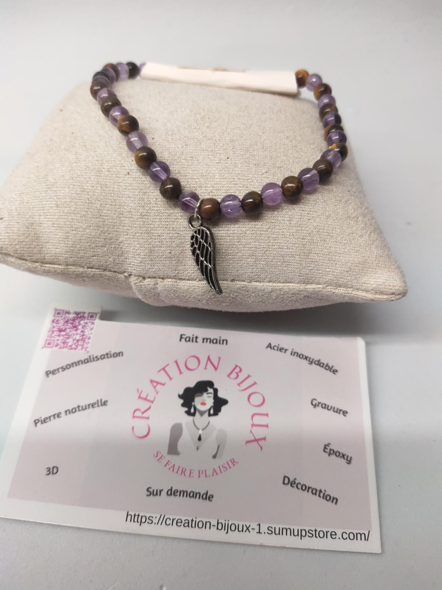 Bracelet améthyste et oeil de tigre 