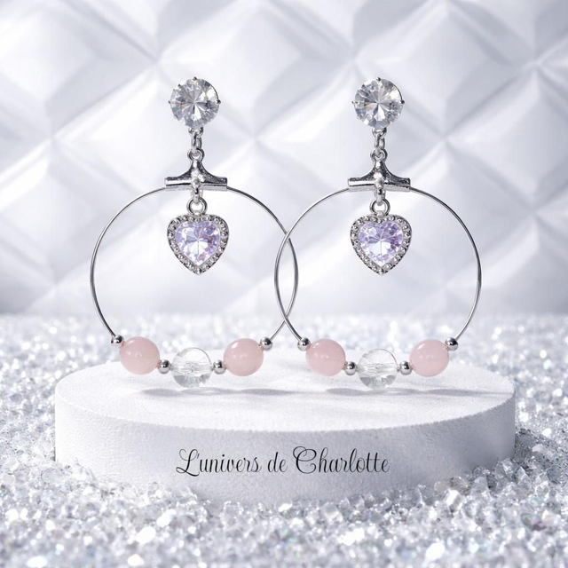 Boucles d'oreilles "Quartz rose" BO-162