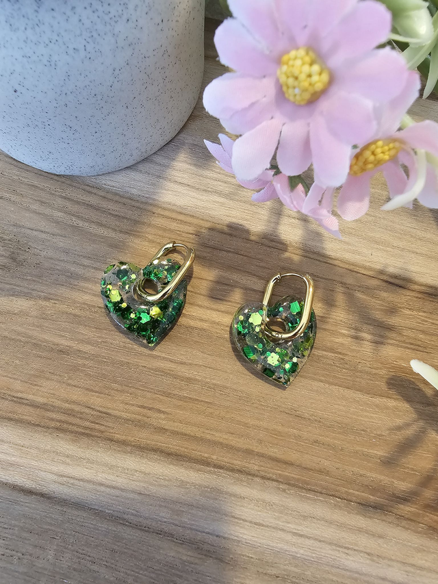 🏵️​FLOWER POP MINI COEUR interchangeable pailettes verte🏵️