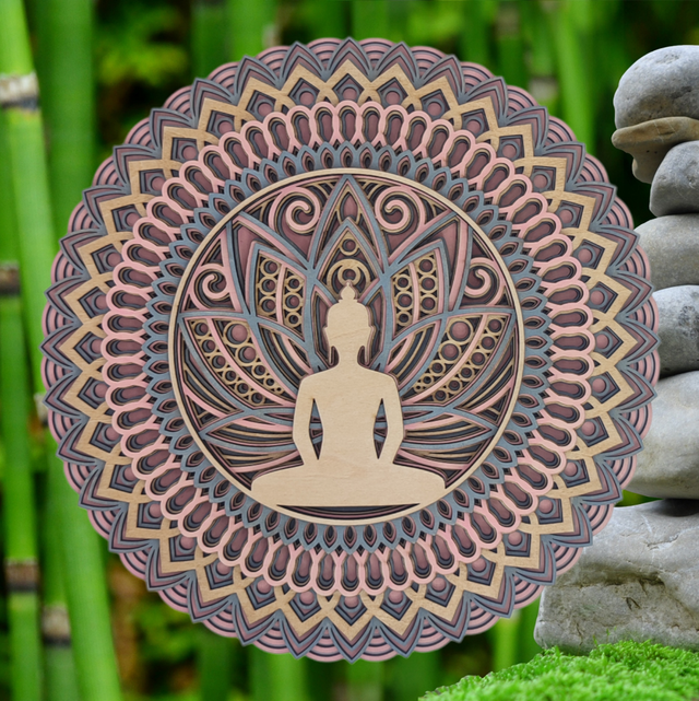 Mandala en bois bouddha