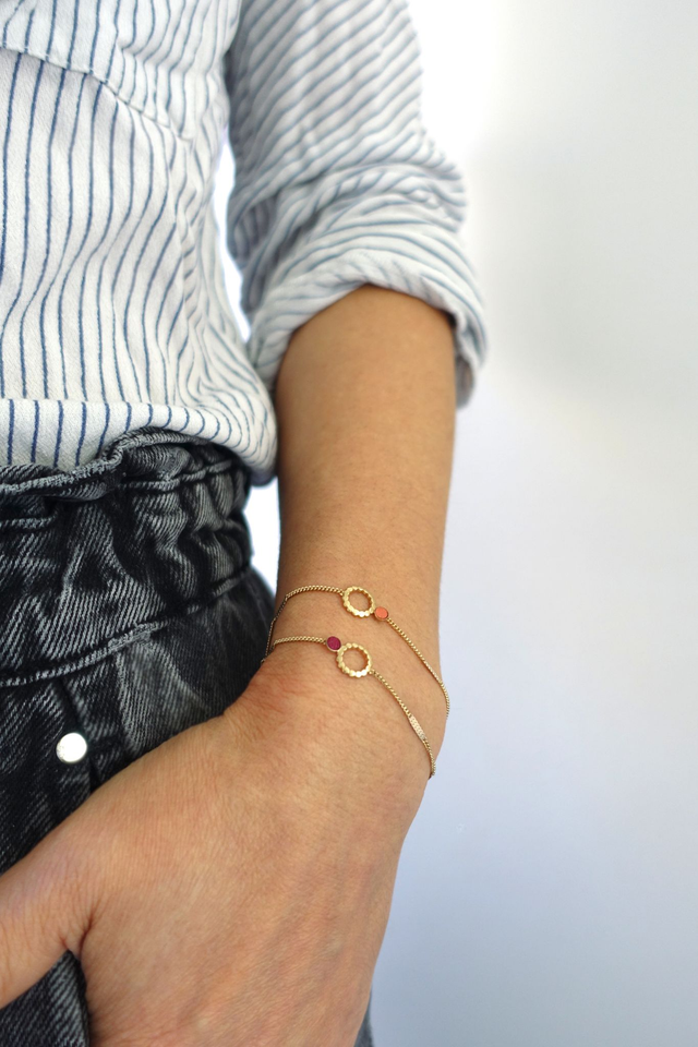 Bracelets mini rond et fleur - 4 coloris