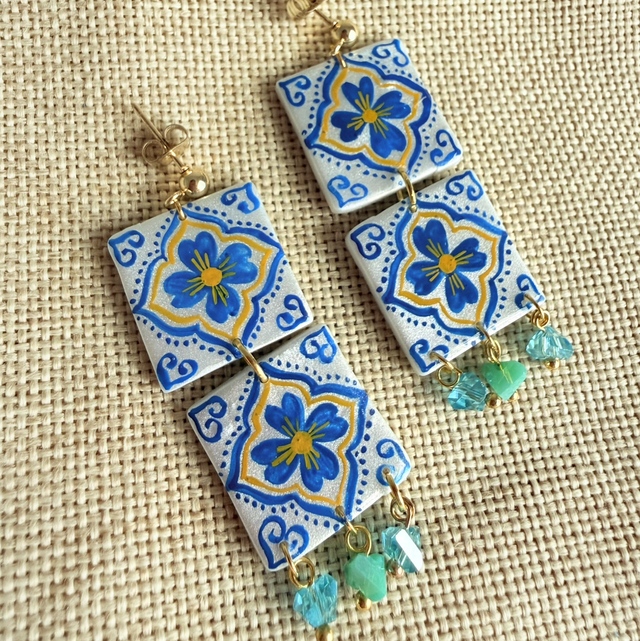 SERENA - Mediterranean Tile Statement Earrings