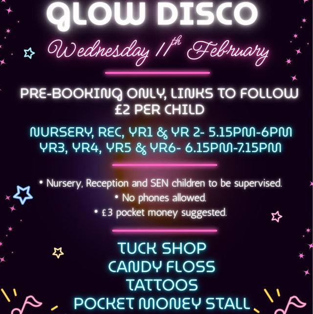 Year 6 Glow Disco Ticket - Not SEN - Parent does not need to stay