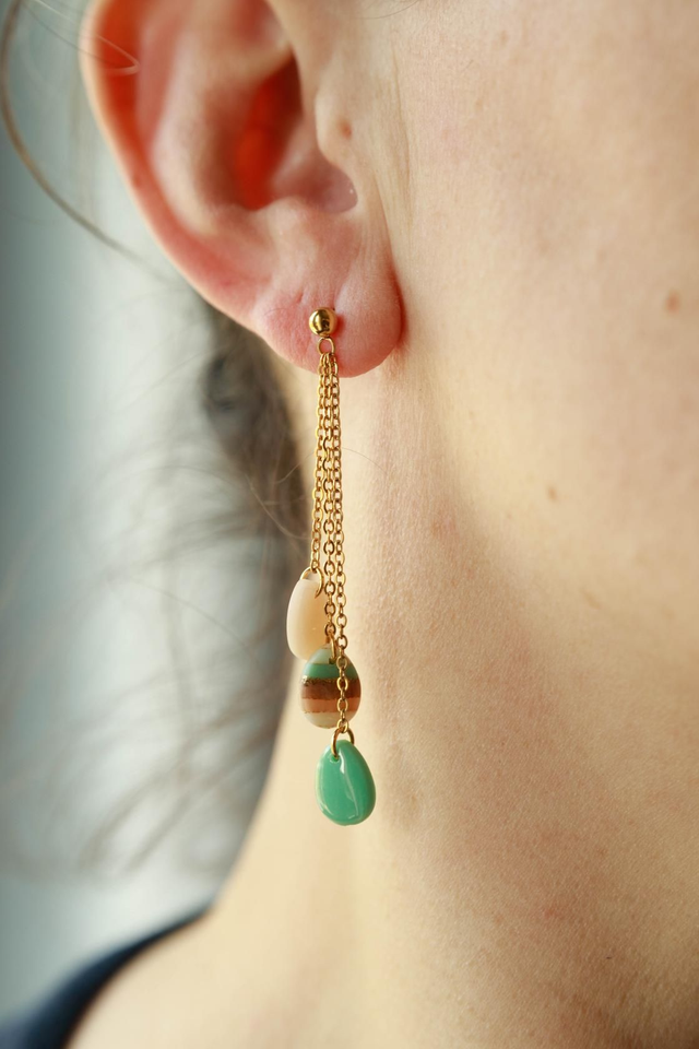 Boucles d'oreilles longues pampilles collection Éclat Organique 