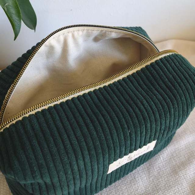 Trousse rectangle taille M en velours côtelé - Tissus au choix