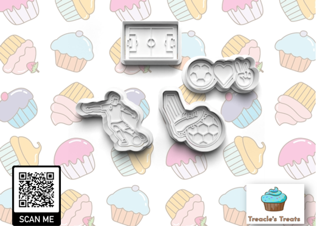 Football Theme Fondant/cookie stamps with cutters