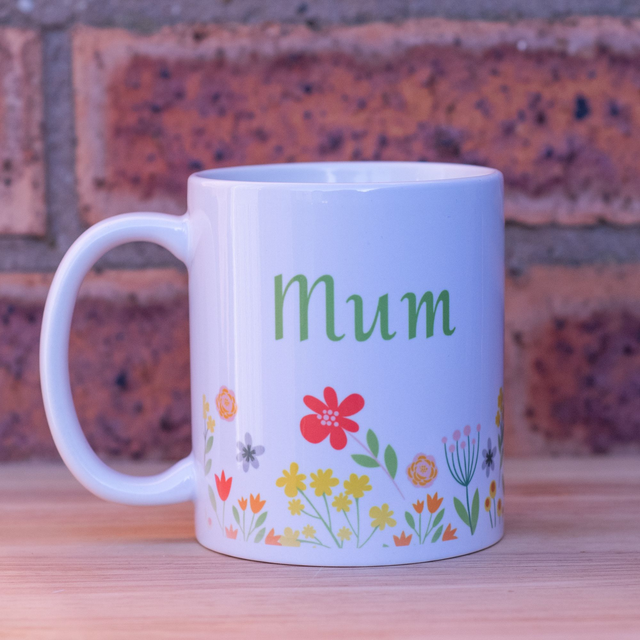 Mum Mug with flowers in vibrant colours.