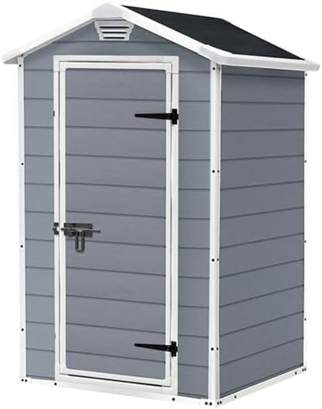 Keter Manor Outdoor Garden Storage Shed, Grey, 