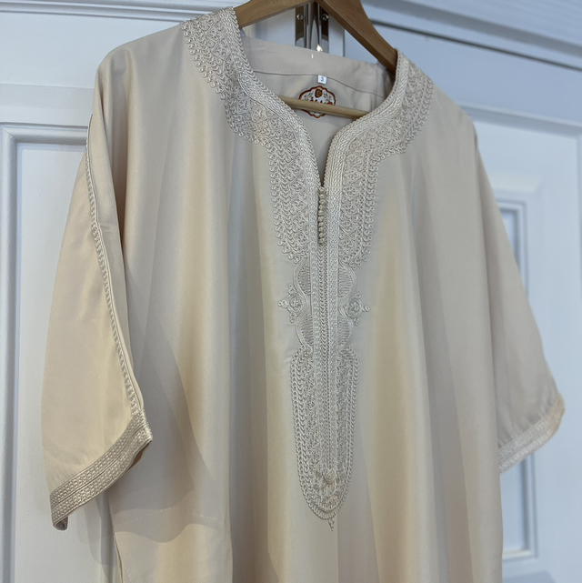 Premium 3/4 Sleeve Moroccan Thobe in Cream