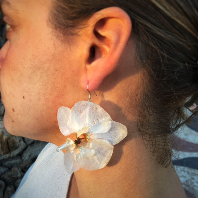 Big White Phalaenopsis Orchid Earrings 