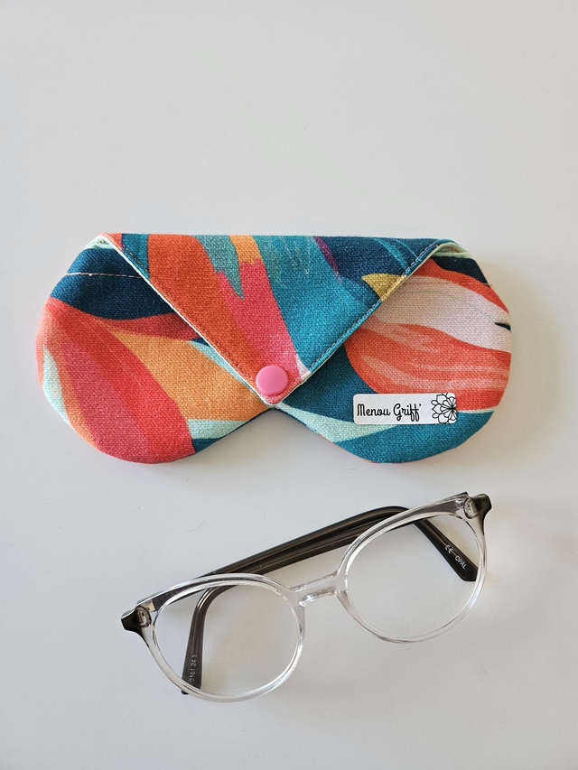 Étui à lunettes en tissu fait main - motif multicolore 