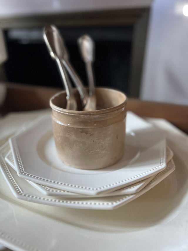 Pot à graisse ou confiture Creil et Montereau patiné